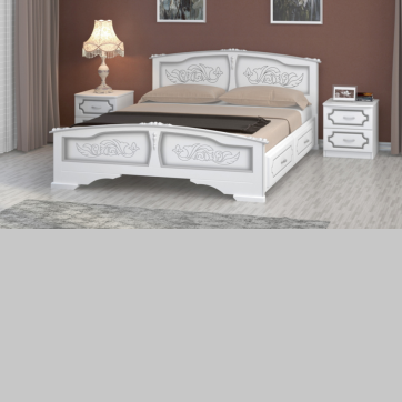 Кровать Елена с ящиками белый жемчуг