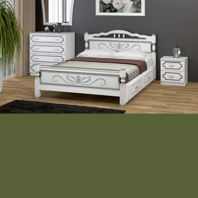 Кровать Карина-5 с ящиками белый жемчуг