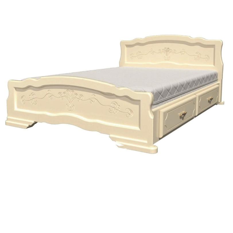 Кровать Карина-6 слоновая кость с ящиками