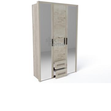 Шкаф 3-х дверный с декоративным обкладом Дуб галифакс белый
