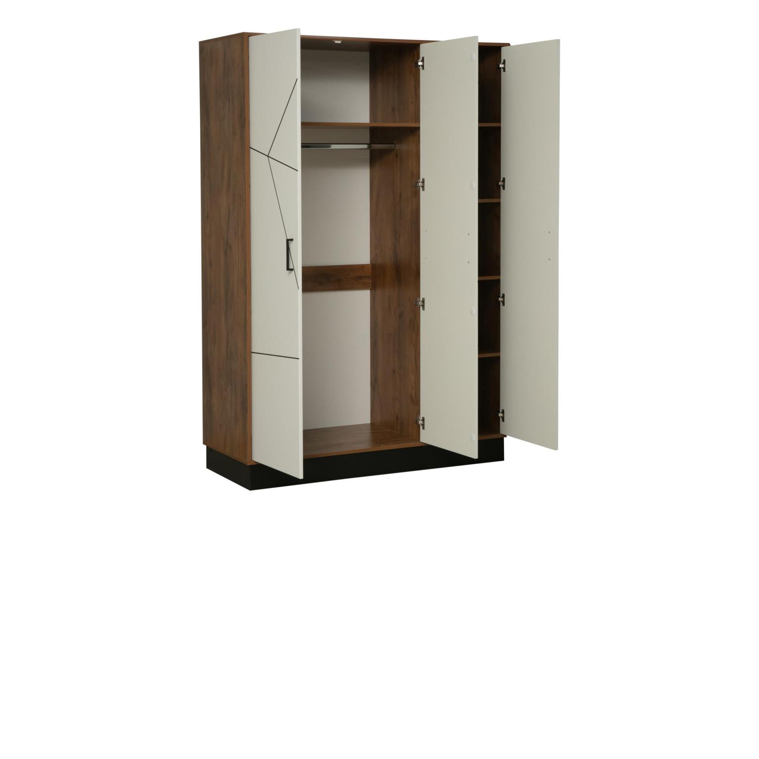 Шкаф для одежды Гамма 3-х дверный таксония/ черный/ ПВХ белый