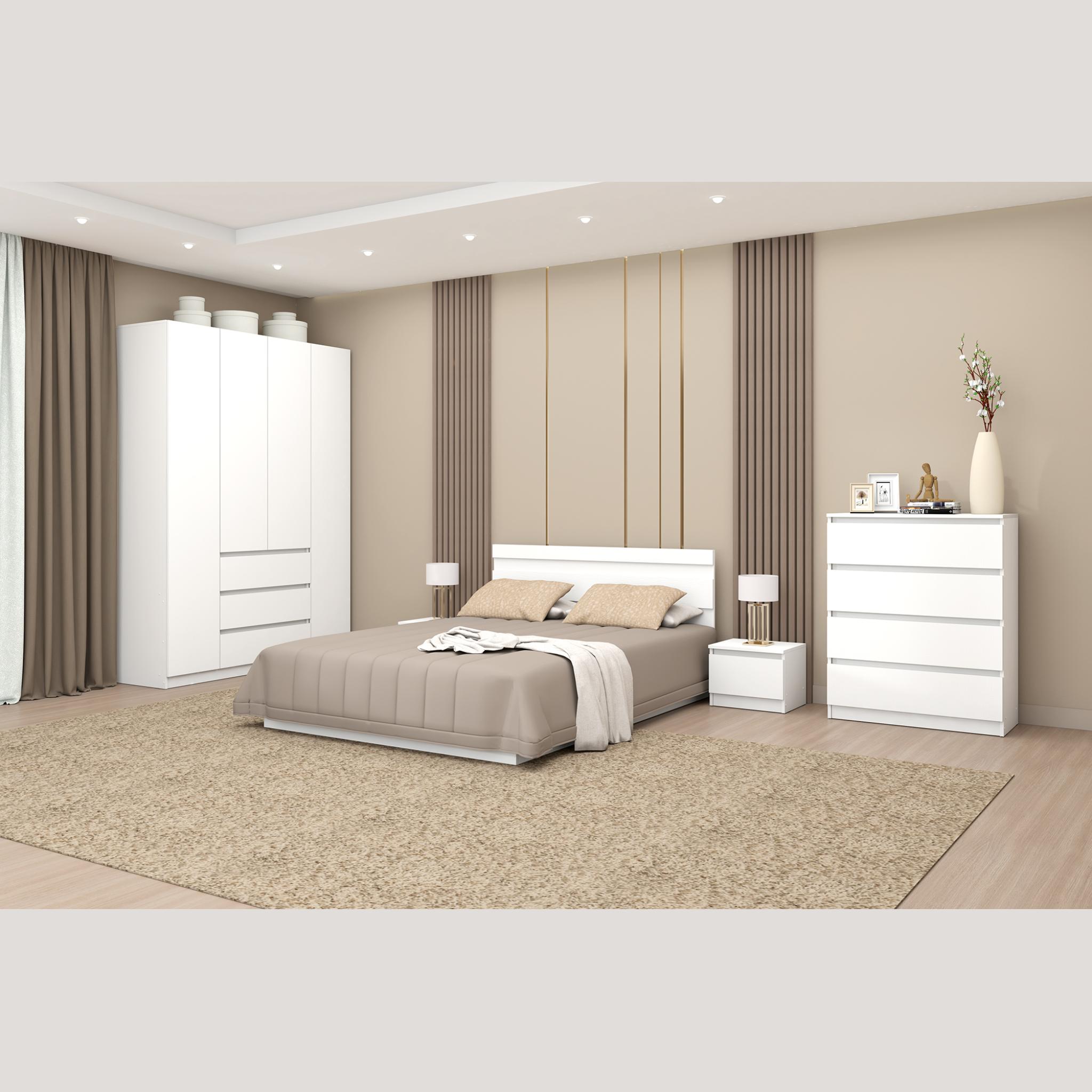 Модульная спальня Хилтон Набор 1 белый текстурный
